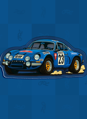 自制手绘雷诺RenaultAlpineA110WRC1973冠军车主题冰箱贴车迷原创