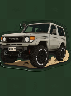 自制丰田Land Cruiser LC77越野经典复古主题插画冰箱贴 车迷原创