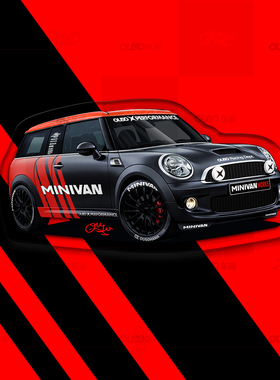 MINI CLUBMAN R55情怀MINIVAN亚克力磁吸冰箱贴装饰车迷收藏送礼