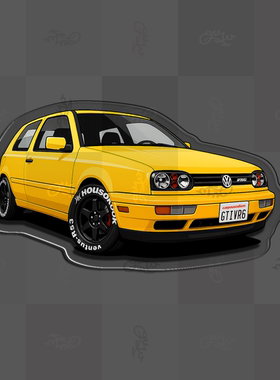 自制手绘大众高尔夫VR6GTI 3代经典车主题插画滴胶冰箱贴车迷原创