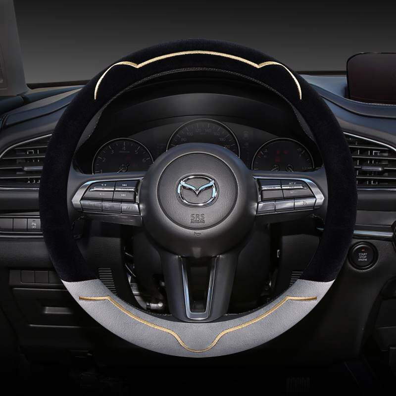 专用马自达昂克赛拉CX5马自达6 3CX4阿特兹CX-30冬季毛绒方向盘套