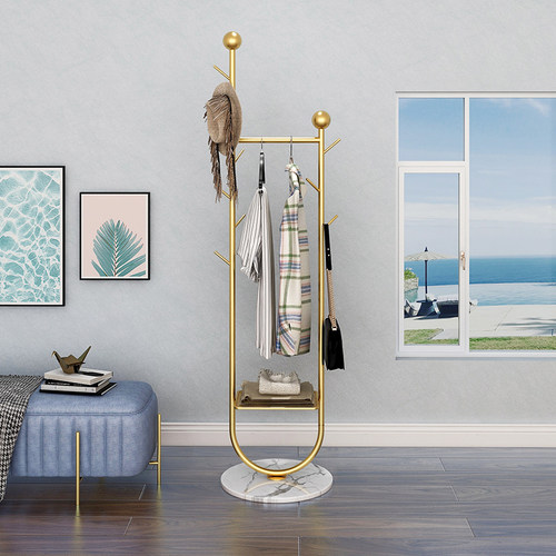 轻奢衣帽架落地网红大理石金属