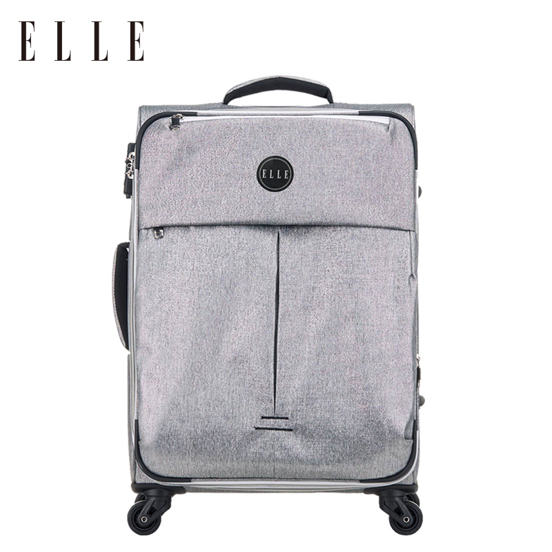 ELLE拉杆箱软箱商务涤纶22寸行李箱拉链银色大容量26寸男登机箱