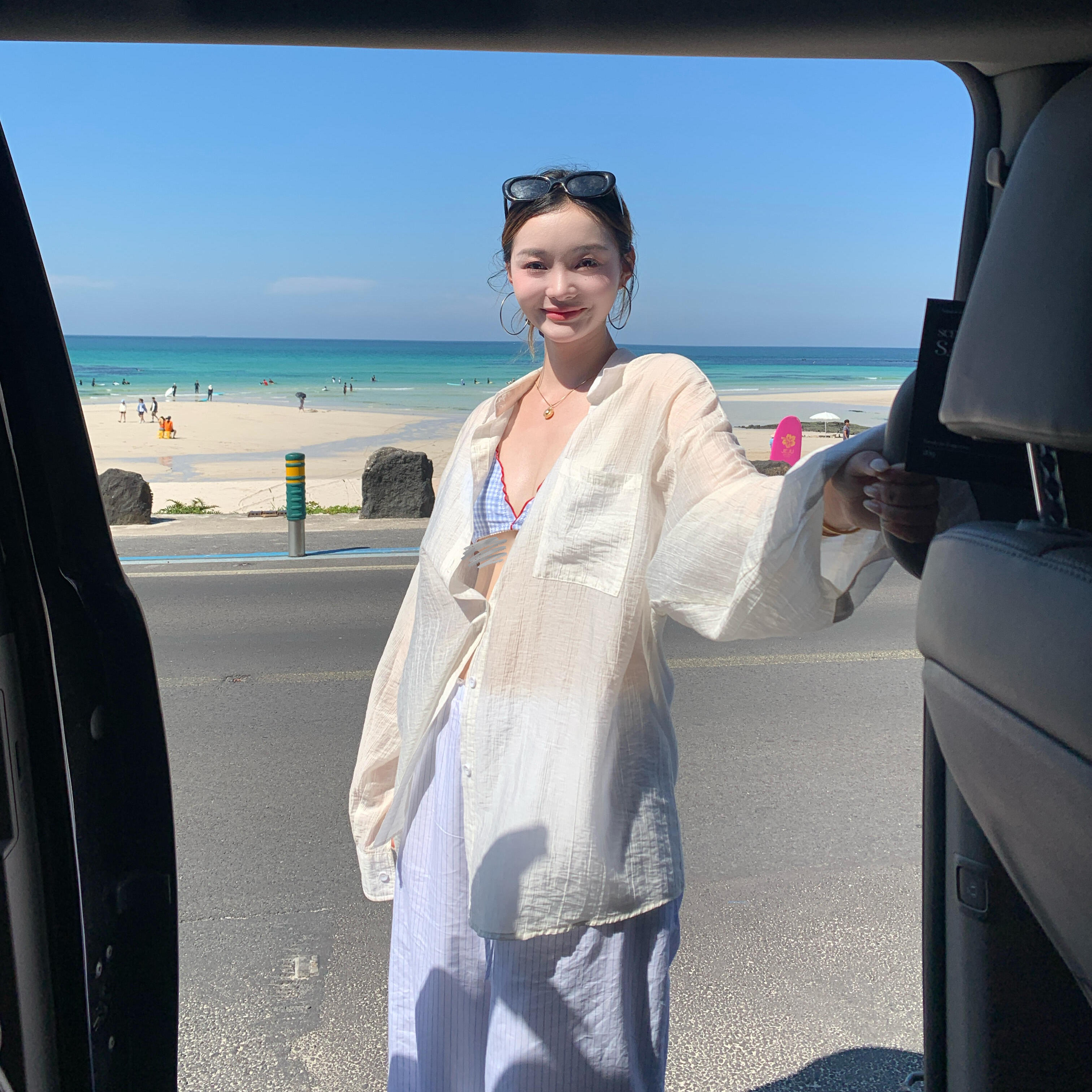 海边度假风白色防晒罩衬