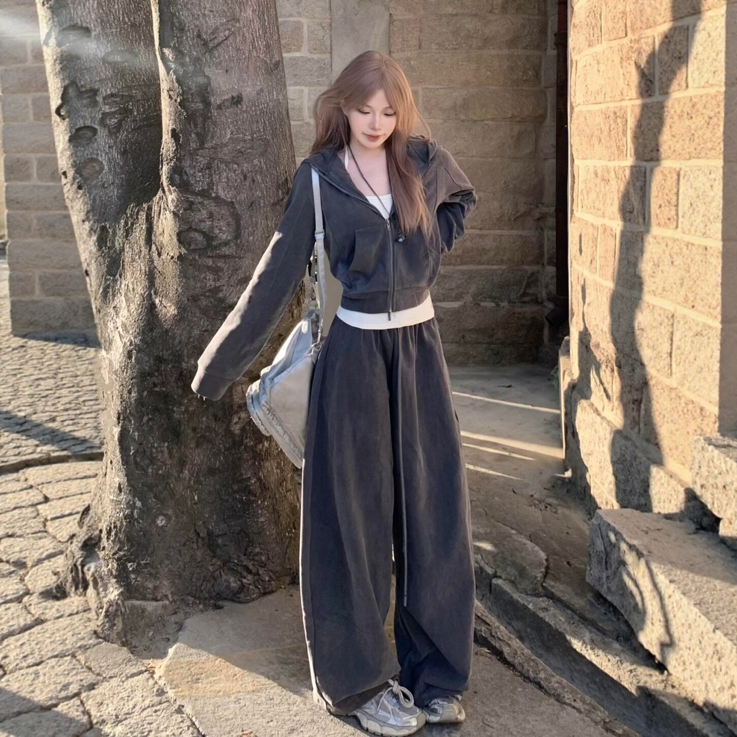 美式炸街运动服套装女秋