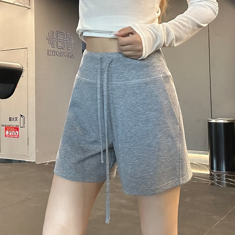 灰色运动短裤女夏季薄款图片