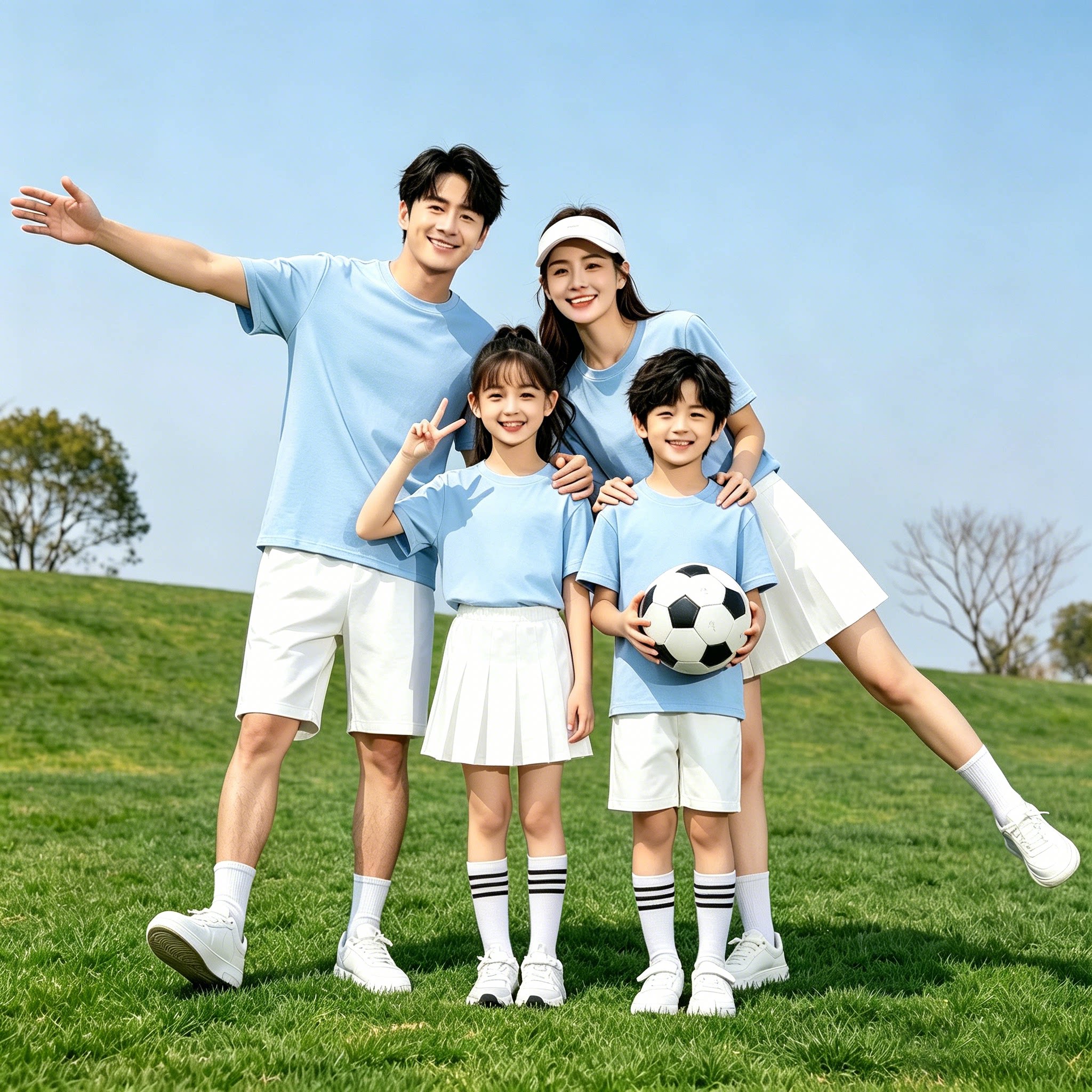 夏季纯棉幼儿园亲子短袖演出套装