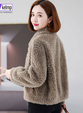 羊剪绒大衣女2025冬新短款正品牌高档海宁羔羊毛颗粒皮草外套特价