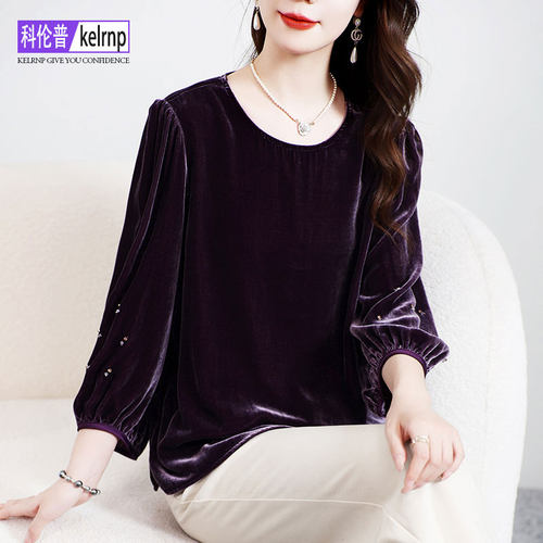 显瘦淑女设计纯色桑蚕丝上衣