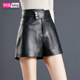 女2025新秋冬宽松显瘦热裤 海宁真皮裤 绵羊皮休闲裤 短裤 子高腰靴裤