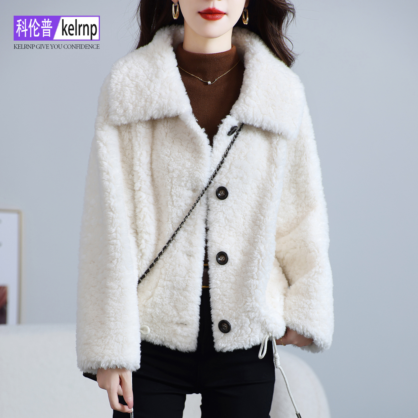 温柔海宁仿羔羊毛毛颗粒皮草外套