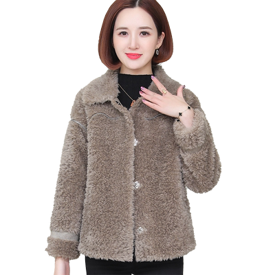 冬简约大气羊羔毛毛皮草外套大衣