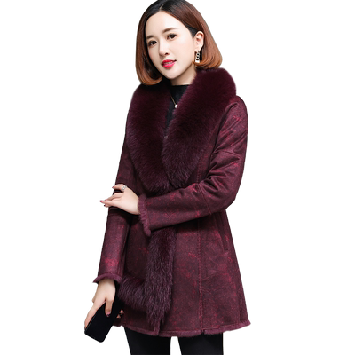 优雅淑女狐狸毛领真皮毛一体大衣