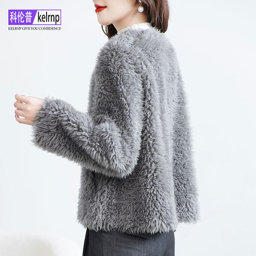 品牌海宁羔羊毛毛颗粒皮草外套