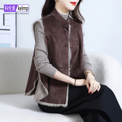 设计感两面穿一体整皮草坎肩外套