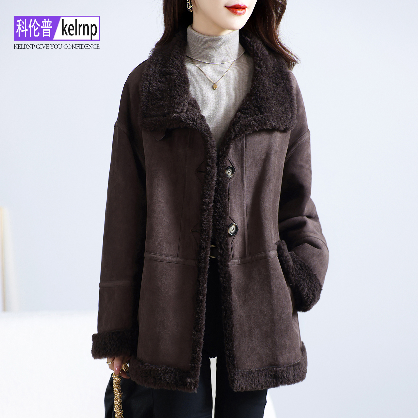 中长款海宁羔羊毛毛颗粒皮草外套