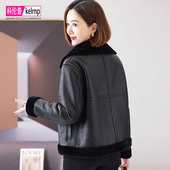 正品 羊皮毛一体外套女短款 2025冬新时尚 牌羊羔毛羊剪绒真皮草大衣