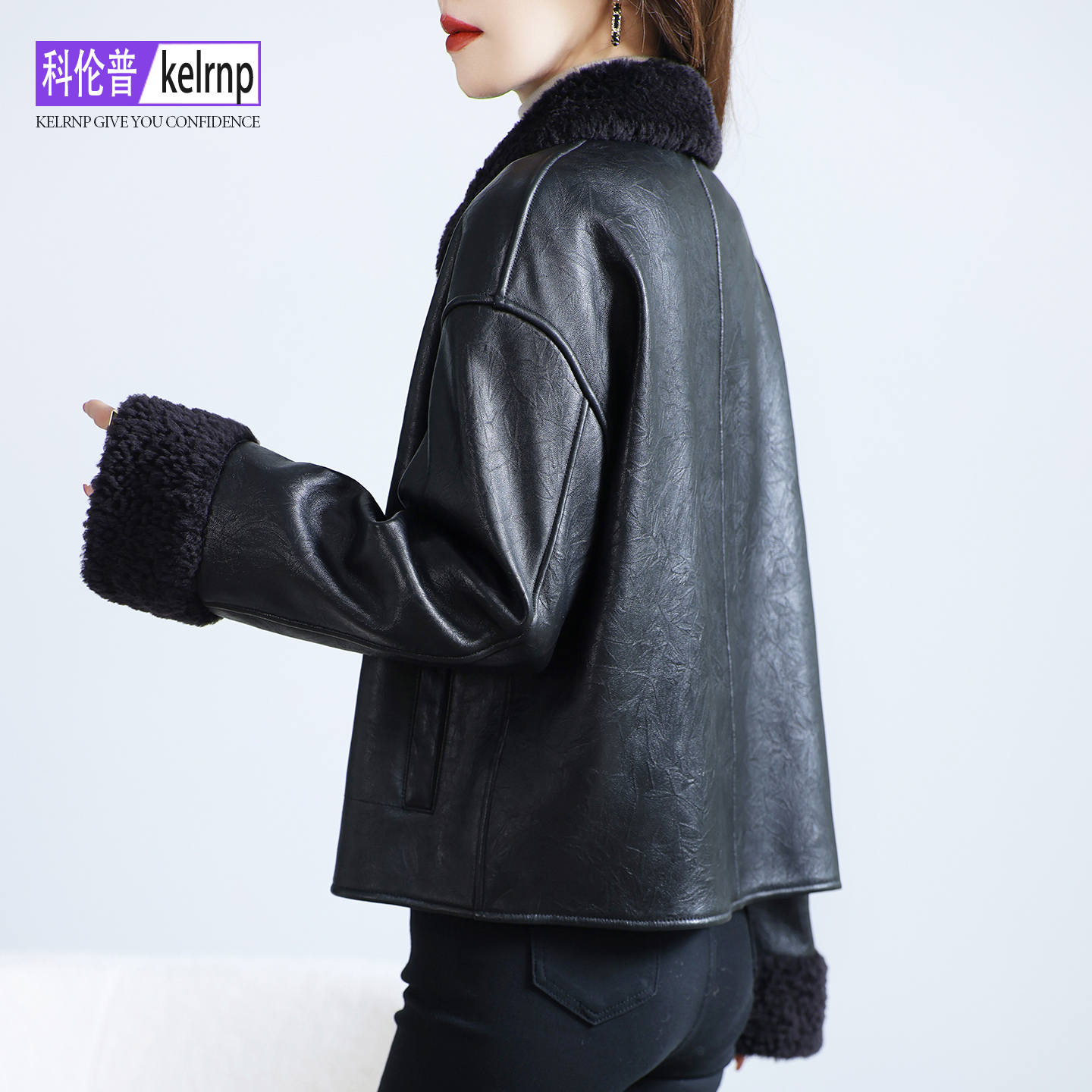 显瘦头层羊毛一体绵羊皮夹克外套