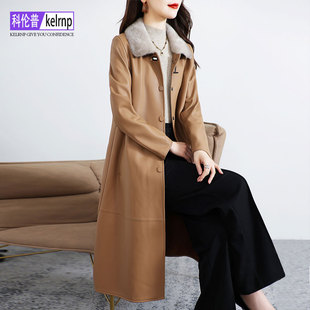 真皮大衣女2025冬新皮毛一体水貂毛领减龄温柔风头层绵羊皮衣外套