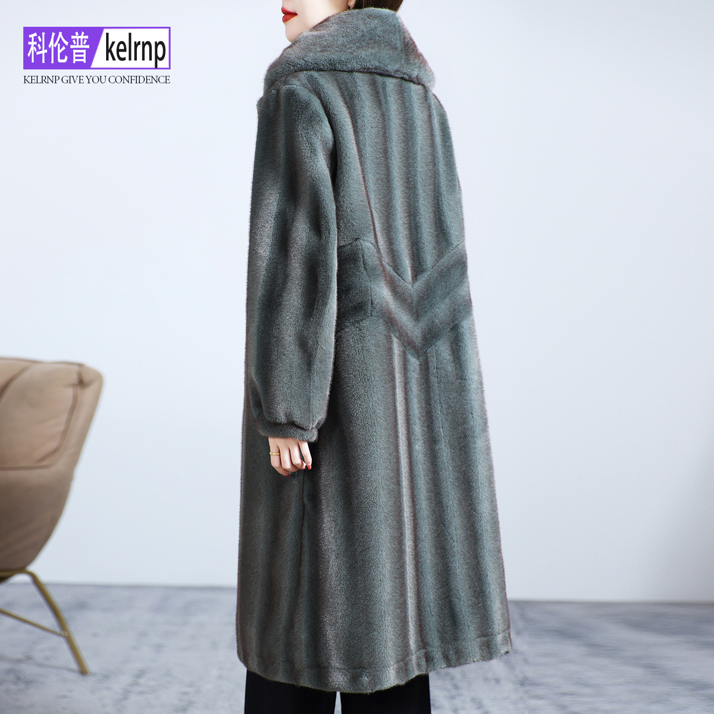 时尚仿水貂皮毛毛环保皮草外套