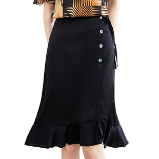 2025新款减龄洋气鱼尾高档杭州正品真丝绸缎100%桑蚕丝半身裙子女