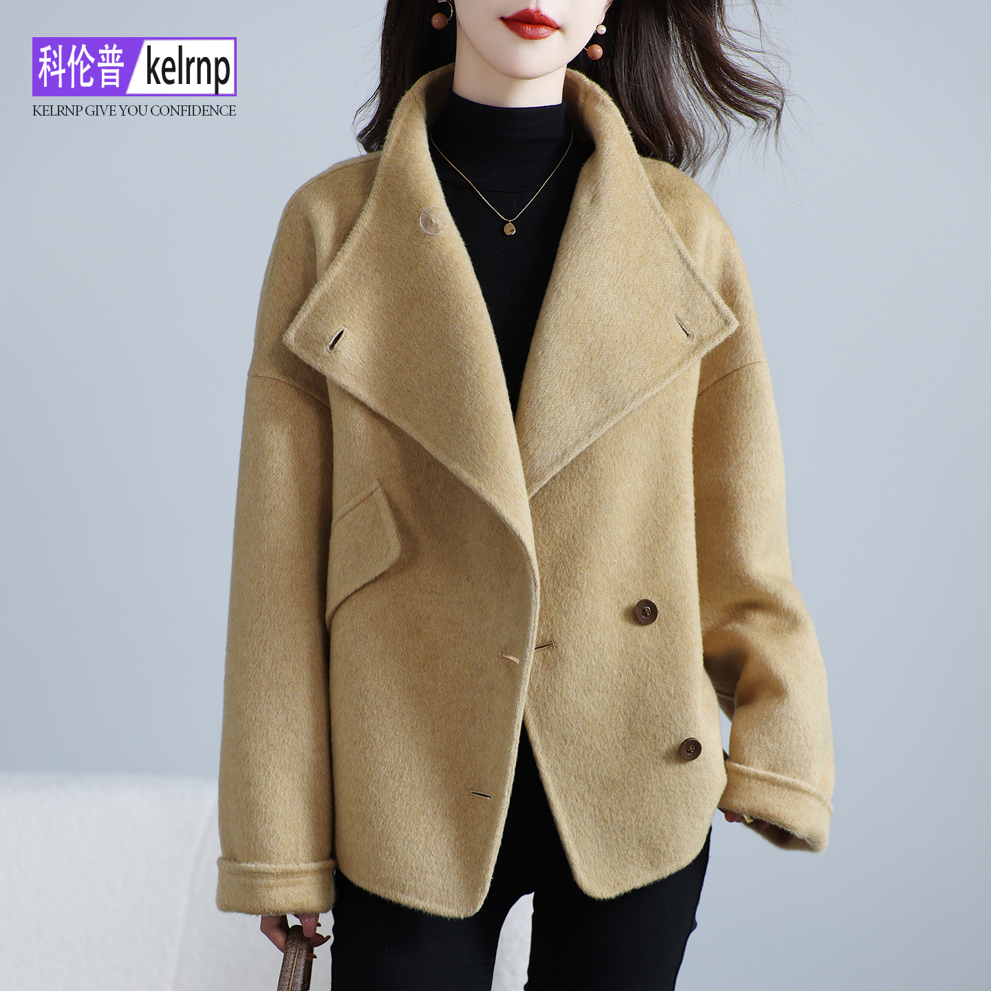 日系小个子呢子绵羊毛呢外套