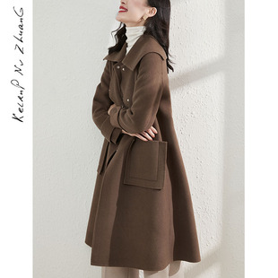 双面羊绒大衣女2025秋冬装 中长风衣娃娃领斗篷呢子羊毛呢外套 新款