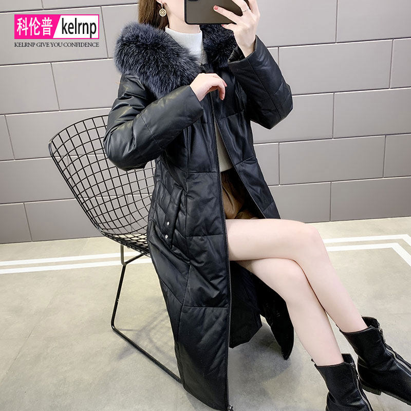 真皮羽绒服女中长款2026冬狐狸毛领气质时尚优雅海宁绵羊皮衣外套