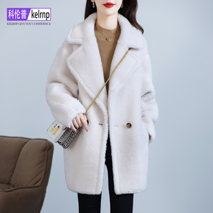 羊剪绒大衣女2025冬新款中长款显瘦保暖海宁羔羊毛毛颗粒皮草外套
