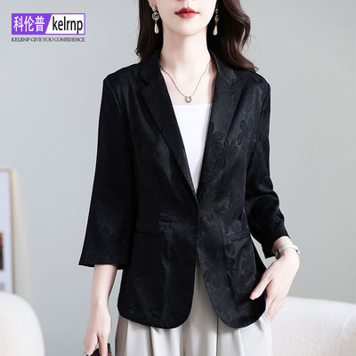 高档气质印花西服桑蚕丝绸短外套