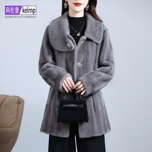 高档金貂绒大衣女2025冬新中长款温柔风仿水貂皮毛毛环保皮草外套