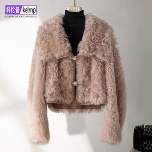 羊皮毛一体外套女2025冬新减龄小个子托斯卡纳羔羊剪绒真皮草大衣