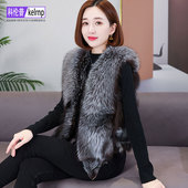 纯银狐狸毛毛马甲女真毛背心2026冬时尚 百搭新进口整皮草外套大衣