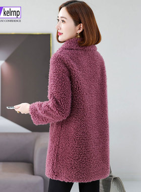 羊剪绒大衣女2025冬新中长正品奢华保暖海宁羔羊毛毛颗粒皮草外套