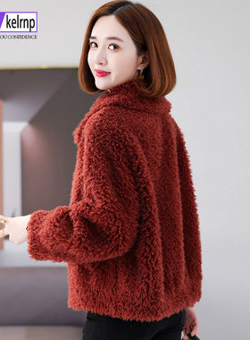 羊剪绒大衣女2025冬新短款韩版流行高档海宁羔羊毛毛颗粒皮草外套