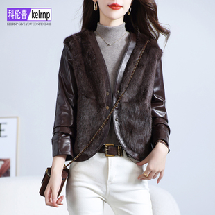 整貂皮大衣女2025冬小个子小母貂青根貂毛拼接绵羊皮衣真皮草外套