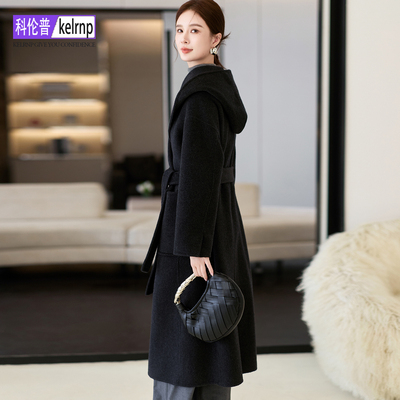 双面山羊绒大衣女2025秋冬新长款连帽减龄优雅呢子超细羊毛呢外套