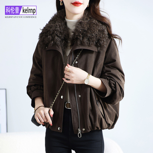 羊毛领真皮草大衣女2025冬新短款小个子设计感加厚保暖羽绒服外套