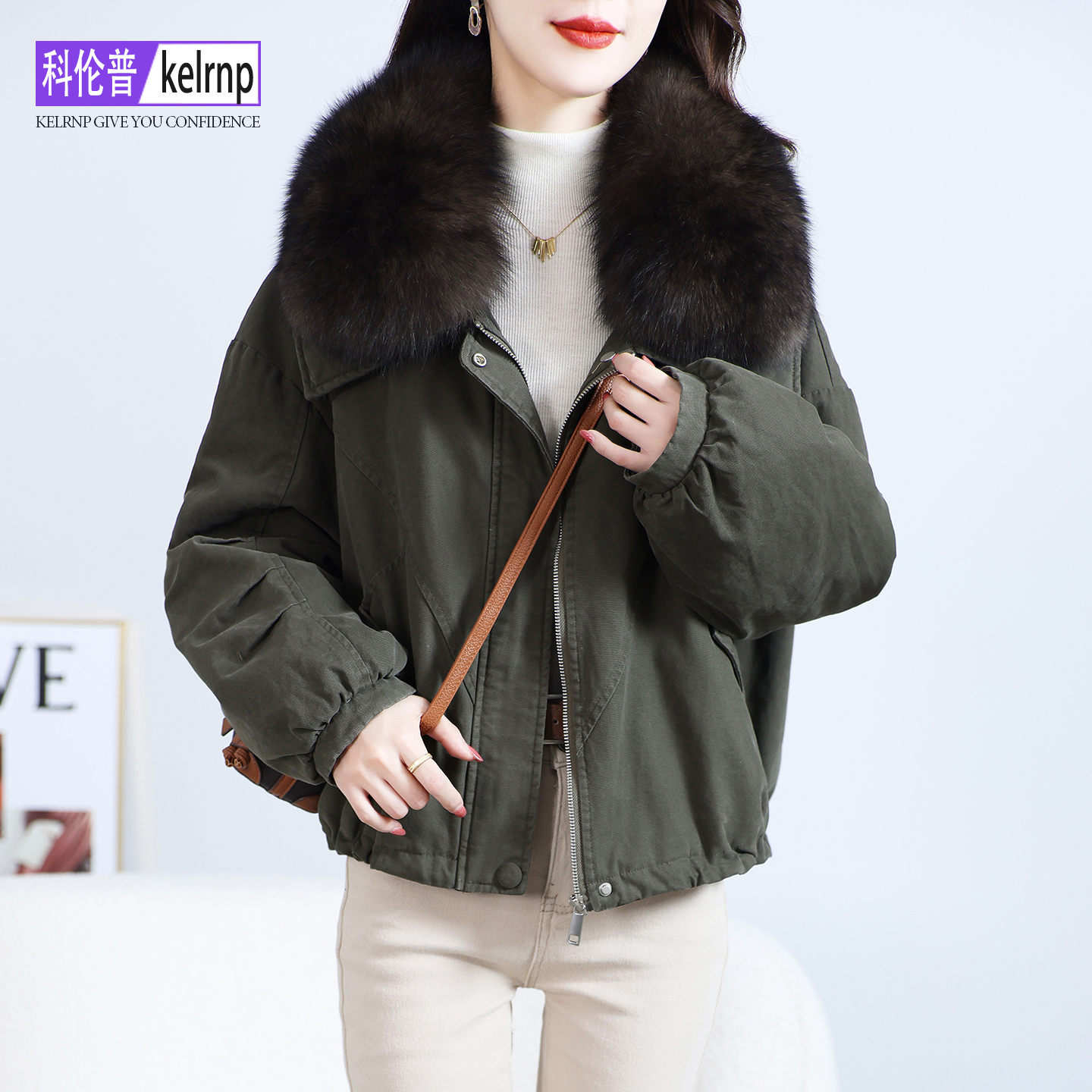 派克服女2025冬新狐狸毛领复古气质正品牌鹅绒羽绒服皮草大衣外套