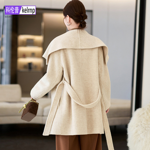 双面山羊绒大衣女2025秋冬新中长款宽松大翻领呢子超细羊毛呢外套