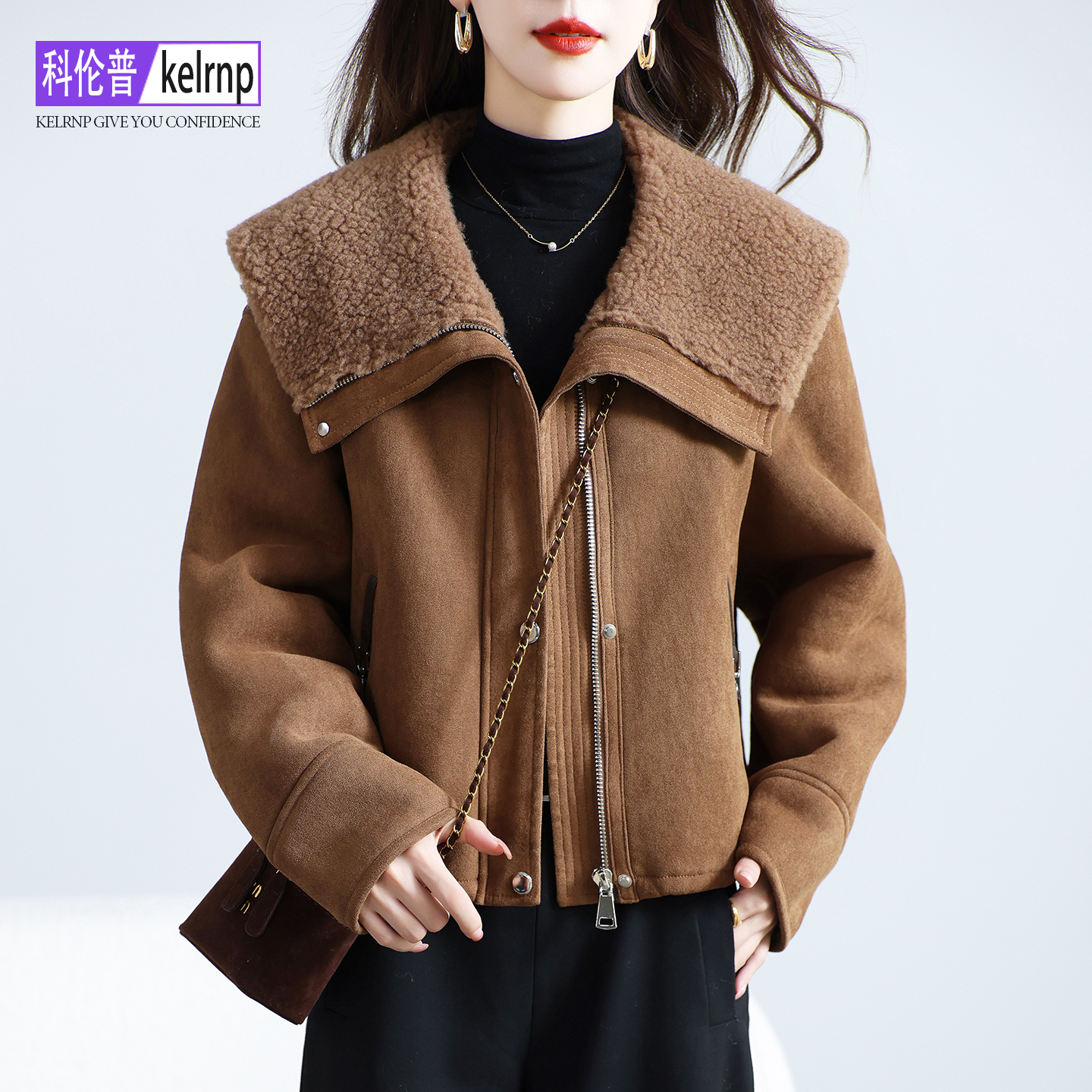 小个子海宁羔羊毛毛颗粒皮草外套