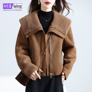 羊剪绒大衣女2025冬新短款洋气质小个子海宁羔羊毛毛颗粒皮草外套