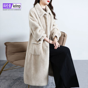 金貂绒大衣女2025冬新中长款廓形显瘦大牌仿水貂毛毛环保皮草外套