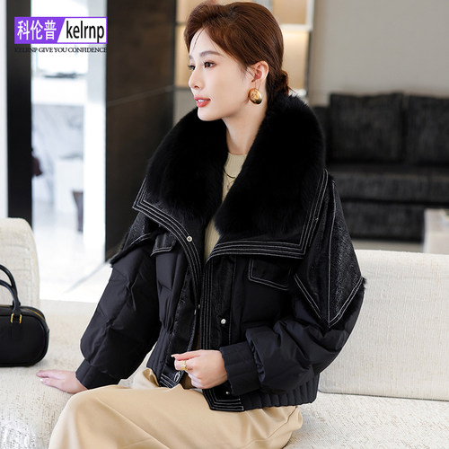 显瘦时尚狐狸毛领鹅绒羽绒外套