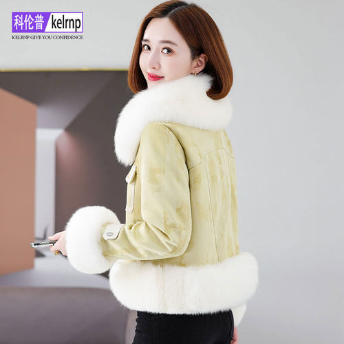 狐狸毛皮草保暖毛领鹅绒羽绒外套