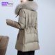 进口狐狸毛领大衣女2025冬新奢华正品 保暖白鹅绒羽绒服真皮草外套