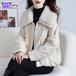 真皮羽绒服女短款2025冬新一体羊毛翻领海宁头层绵羊皮衣鹅绒外套