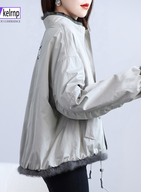 真獭兔毛皮草大衣女2025冬新款两面穿海宁时尚气质一体派克服外套