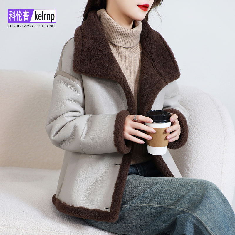 保暖羔羊毛羊剪绒真皮草大衣