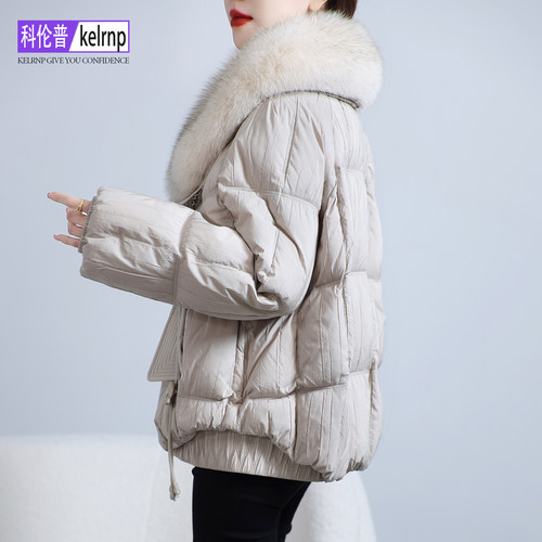 正品保暖鹅绒羽绒服真皮草外套